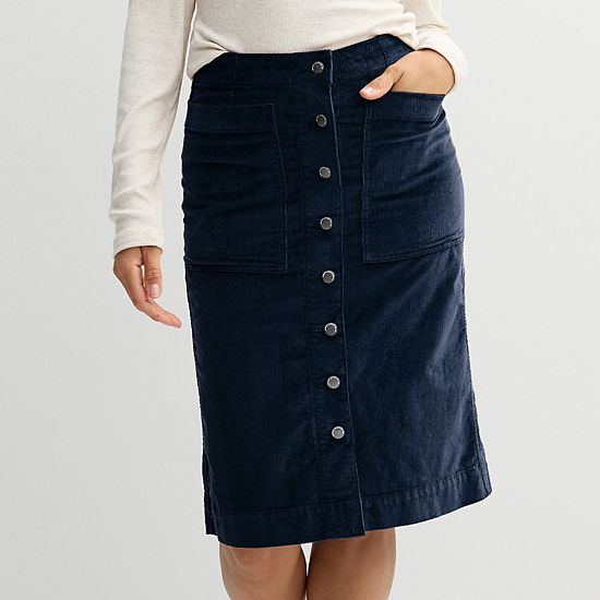  Women's Sonoma Goods For Life® Button-Front Corduroy Skirt