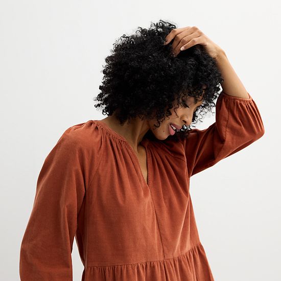  Women's Sonoma Goods For Life® Tiered Corduroy Dress