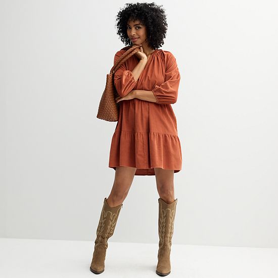  Women's Sonoma Goods For Life® Tiered Corduroy Dress