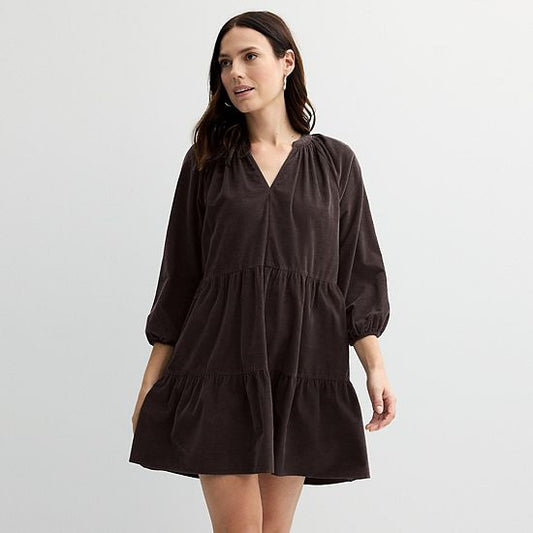  Women's Sonoma Goods For Life® Tiered Corduroy Dress
