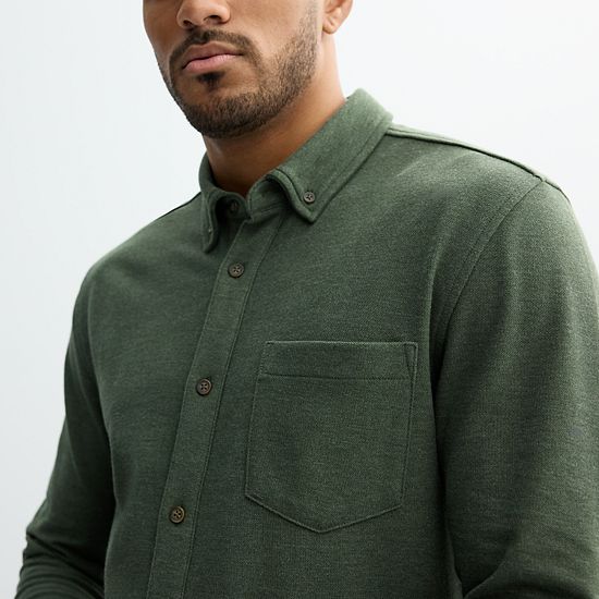  Men's Sonoma Goods For Life® Long Sleeve Pique Button-Up Shirt