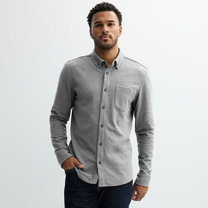  Men's Sonoma Goods For Life® Long Sleeve Pique Button-Up Shirt