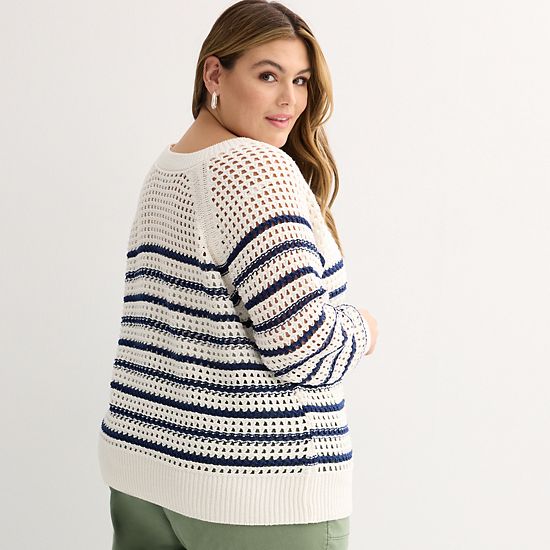  Plus Size Sonoma Goods For Life® Open Stitch Pullover