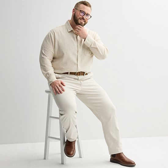  Big & Tall Sonoma Goods For Life® Perfect Length Long Sleeve Linen Shirt