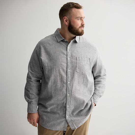  Big & Tall Sonoma Goods For Life® Perfect Length Long Sleeve Linen Shirt