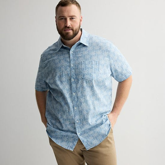  Big & Tall Sonoma Goods For Life® Short Sleeve Perfect Length Linen Shirt