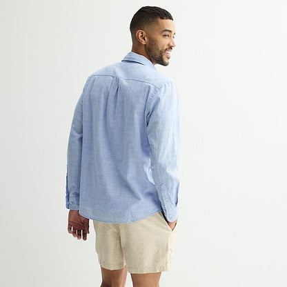  Men's Sonoma Goods For Life® Perfect Length Long Sleeve Linen Shirt