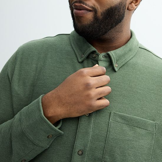  Big & Tall Sonoma Goods For Life® Long Sleeve Pique Button-Up Shirt