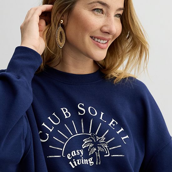 Women's Sonoma Goods For Life® Boxy Crewneck Graphic Sweatshirt