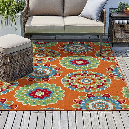  Sonoma Goods For Life® Floral Medallion Indoor / Outdoor Area Or Throw Rug