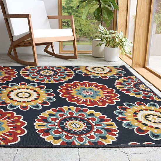  Sonoma Goods For Life® Floral Medallion Indoor / Outdoor Area Or Throw Rug
