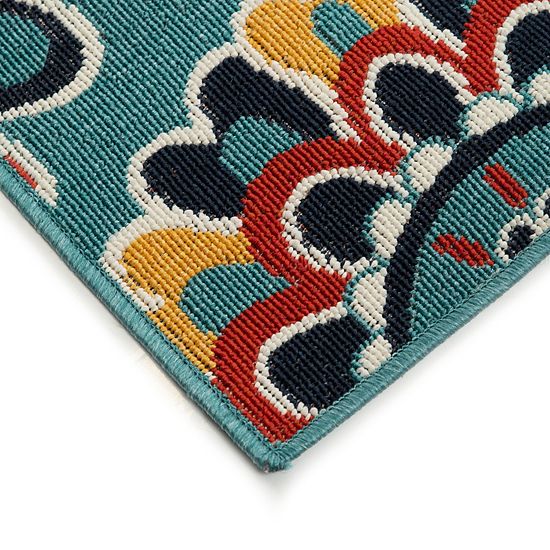  Sonoma Goods For Life® Floral Medallion Indoor / Outdoor Area Or Throw Rug