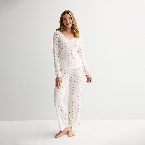  Women's Sonoma Goods For Life® Pointelle Sleep Long Sleeve Top