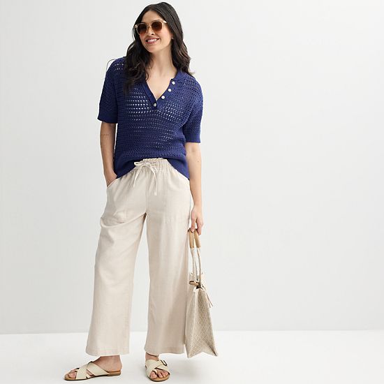  Women's Sonoma Goods For Life® Short Sleeve Henley Sweater