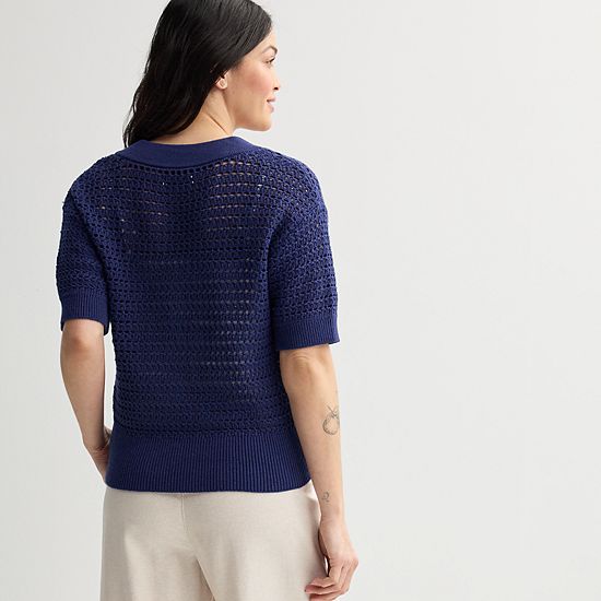  Women's Sonoma Goods For Life® Short Sleeve Henley Sweater