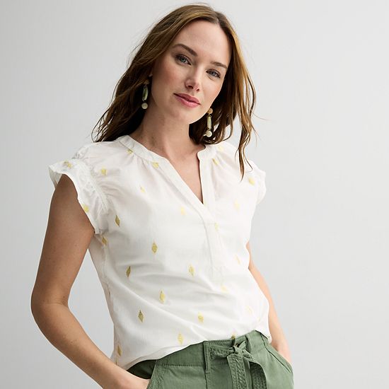  Women's Sonoma Goods For Life® Ruffle Dolman Sleeve Shirt