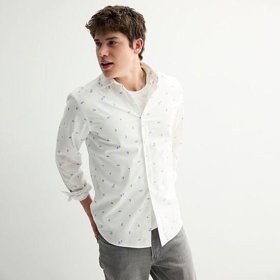  Men's Sonoma Goods For Life® Long-Sleeve Printed Slim Fit Performance Shirt