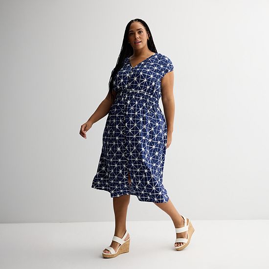  Plus Size Sonoma Goods For Life® Smocked Button-Through Midi Dress