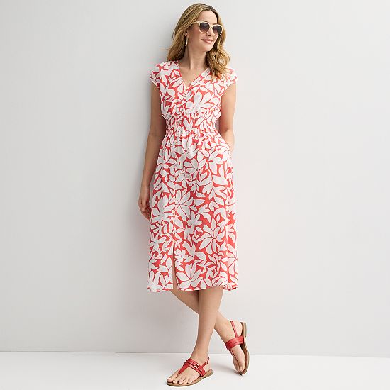  Petite Sonoma Goods For Life® Smock Button Midi Dress