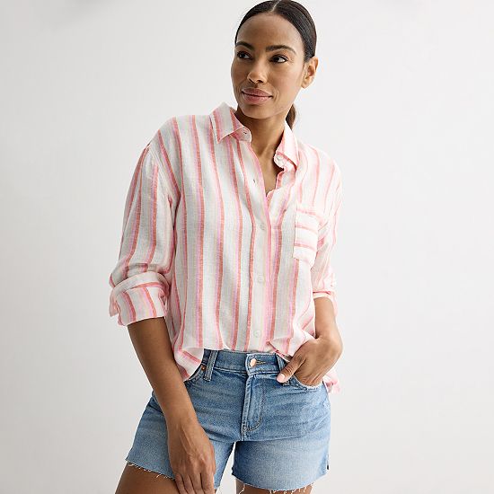  Petite Sonoma Goods For Life® Linen Boyfriend Shirt
