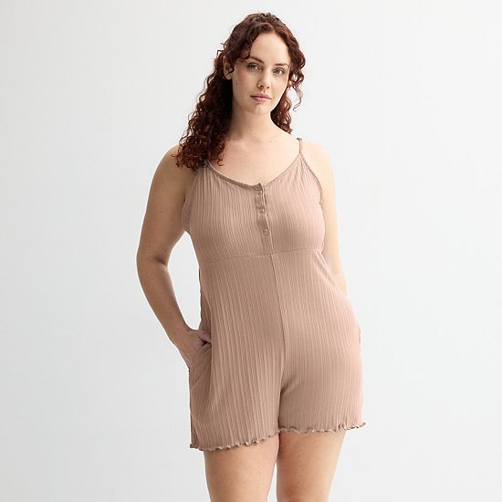  Plus Size Sonoma Goods For Life® Elevated Rib Pajama Romper