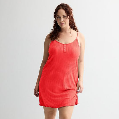  Plus Size Sonoma Goods For Life® Elevated Rib Pajama Dress