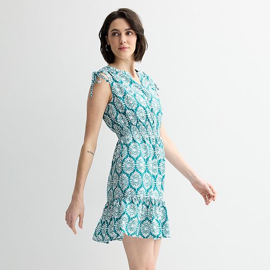  Women's Sonoma Goods For Life® Tie Shoulder Henley Dress