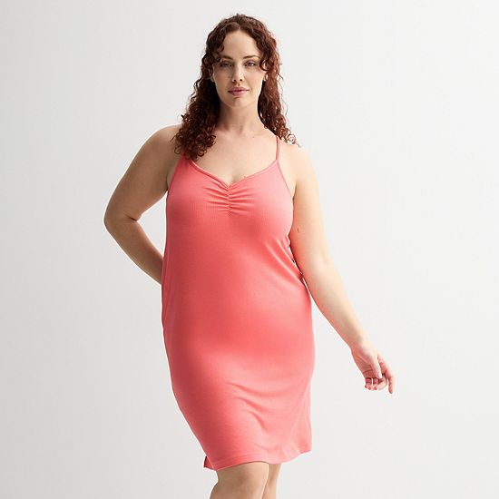  Plus Size Sonoma Goods For Life® Crinkled Rib Sleep Chemise