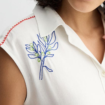  Women's Sonoma Goods For Life® Embroidered Summer Sleeveless Shirt