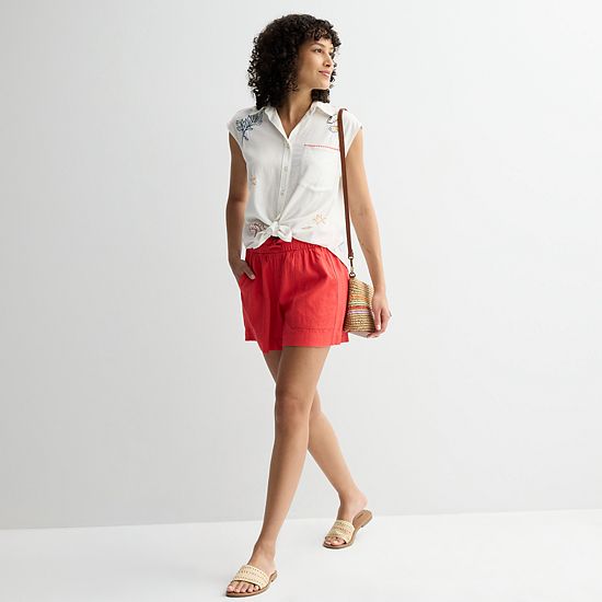  Women's Sonoma Goods For Life® Embroidered Summer Sleeveless Shirt