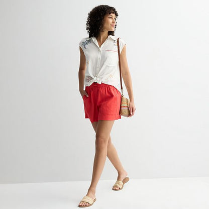  Women's Sonoma Goods For Life® Embroidered Summer Sleeveless Shirt