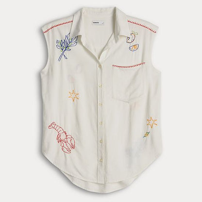  Women's Sonoma Goods For Life® Embroidered Summer Sleeveless Shirt