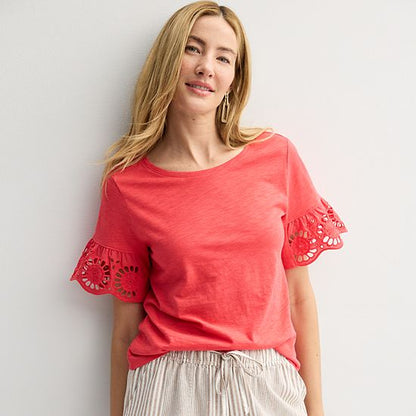  Petite Sonoma Goods For Life® Eyelet Flutter Sleeve Tee