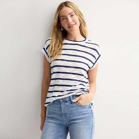  Petite Sonoma Goods For Life® Open Knit Muscle Tee