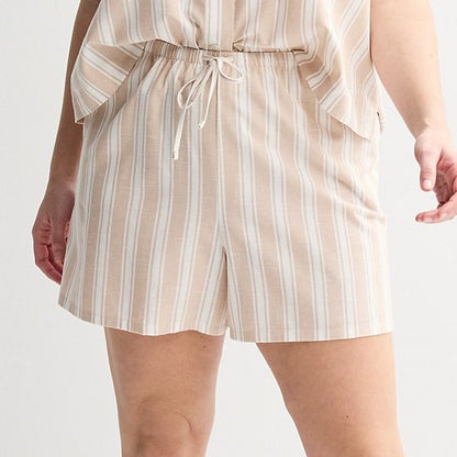  Plus Size Sonoma Goods For Life® Linen Like Woven Pajama Shorts