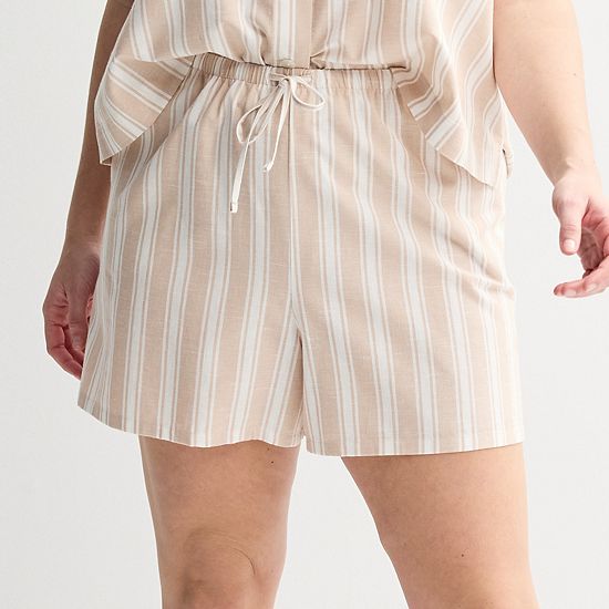 Plus Size Sonoma Goods For Life® Linen Like Woven Pajama Shorts