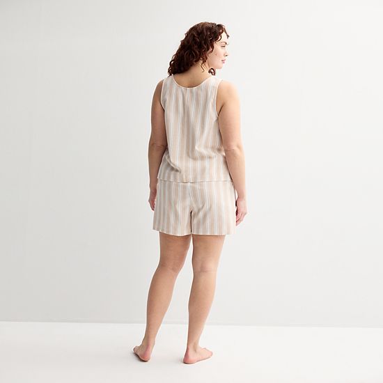  Plus Size Sonoma Goods For Life® Linen Like Woven Sleep Tank Top