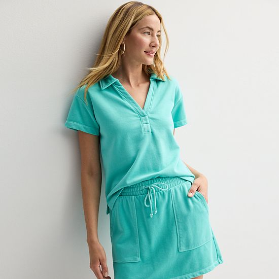  Women's Sonoma Goods For Life® Boxy Court Sport Polo Shirt