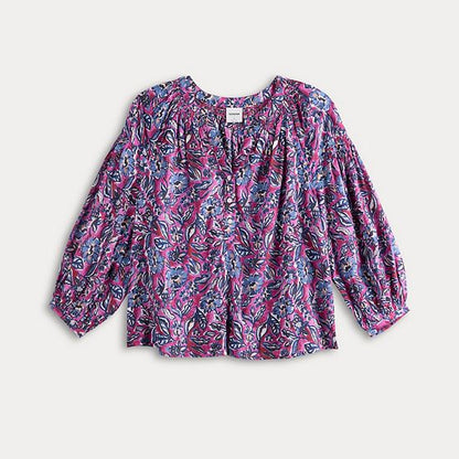  Women's Sonoma Goods For Life® Smocked Quarter Sleeve Henley Top