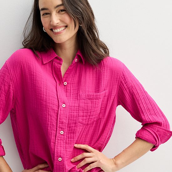  Women's Sonoma Goods For Life® Boyfriend Button-Down Shirt