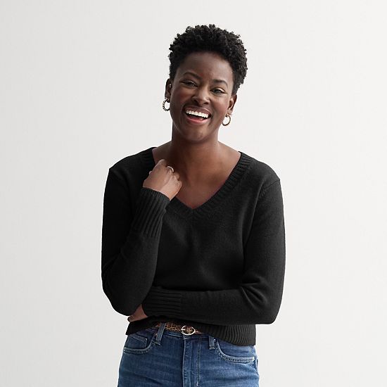  Petite Sonoma Goods For Life® Lightweight V-Neck Sweater