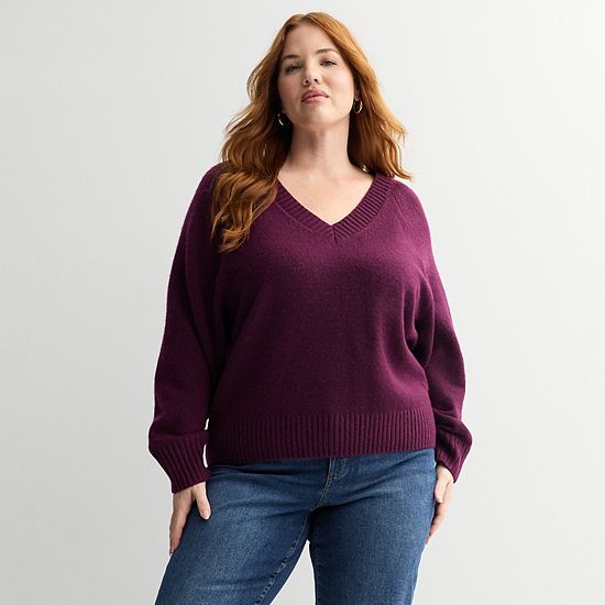  Plus Size Sonoma Goods For Life® V-Neck Pullover Sweater