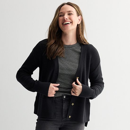  Women's Sonoma Goods For Life® Side Slit Button Front Cardigan