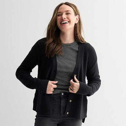  Women's Sonoma Goods For Life® Side Slit Button Front Cardigan