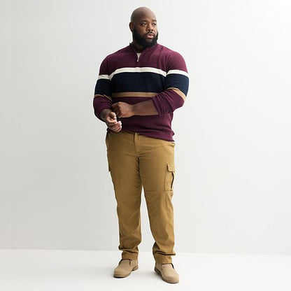  Big & Tall Sonoma Goods For Life® Chest Stripe Quarter-Zip Sweater