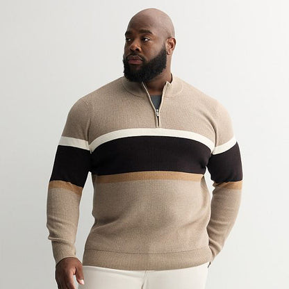  Big & Tall Sonoma Goods For Life® Chest Stripe Quarter-Zip Sweater