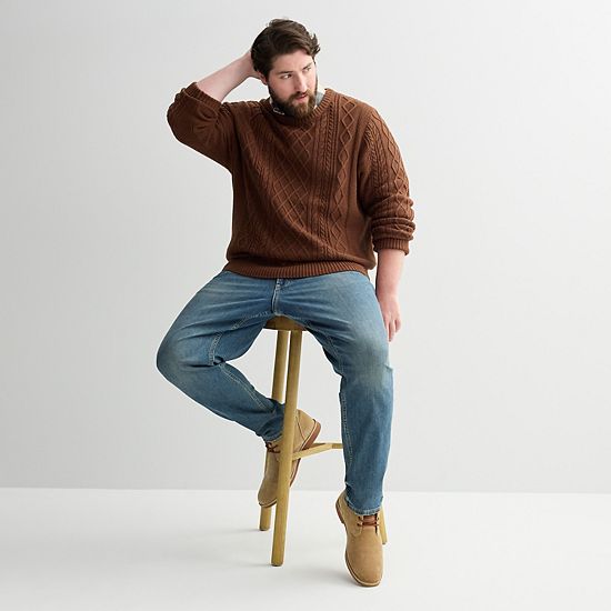  Big & Tall Sonoma Goods For Life® Cable Knit Crewneck Sweater