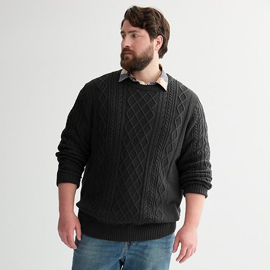  Big & Tall Sonoma Goods For Life® Cable Knit Crewneck Sweater