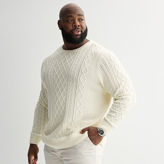  Big & Tall Sonoma Goods For Life® Cable Knit Crewneck Sweater