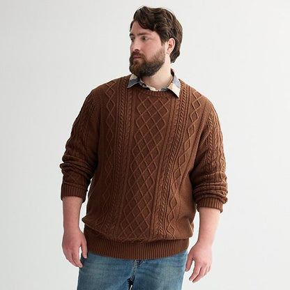  Big & Tall Sonoma Goods For Life® Cable Knit Crewneck Sweater